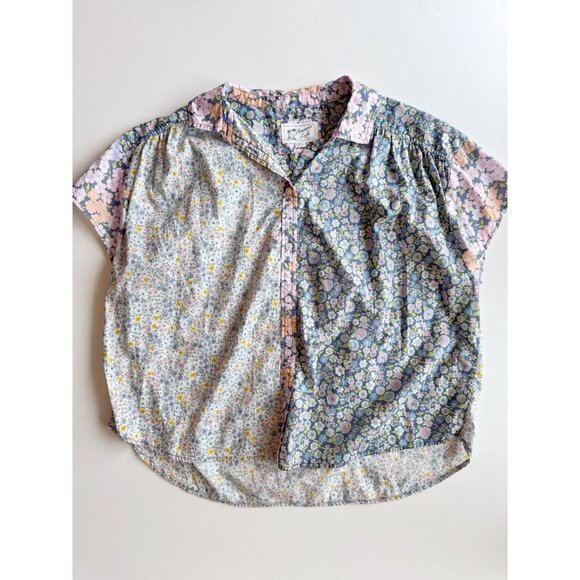 AMERICAN EAGLE Resort Blue Floral Cotton Poplin Short Sleeve Shirt, Size M - Picture 4 of 12